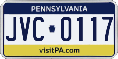 PA license plate JVC0117