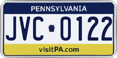 PA license plate JVC0122
