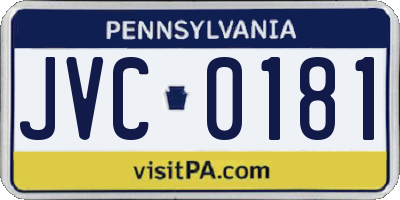PA license plate JVC0181