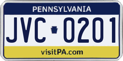 PA license plate JVC0201