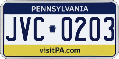 PA license plate JVC0203