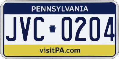 PA license plate JVC0204