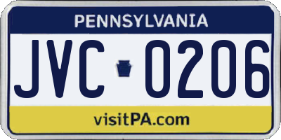 PA license plate JVC0206