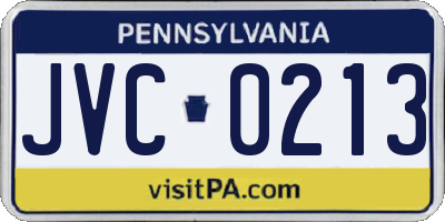 PA license plate JVC0213
