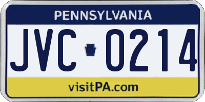 PA license plate JVC0214