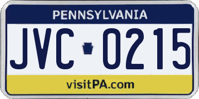 PA license plate JVC0215
