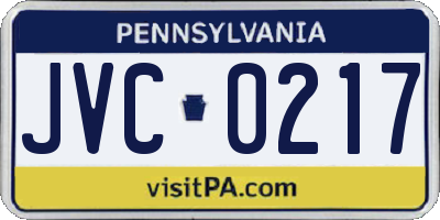 PA license plate JVC0217