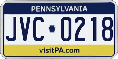 PA license plate JVC0218