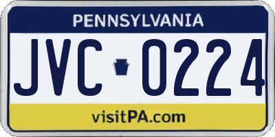 PA license plate JVC0224