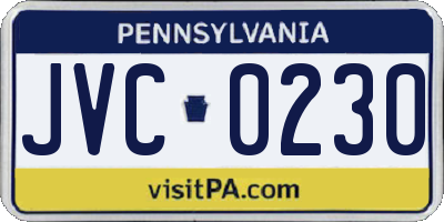 PA license plate JVC0230