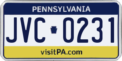 PA license plate JVC0231
