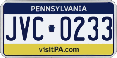 PA license plate JVC0233