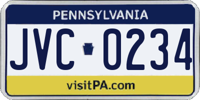 PA license plate JVC0234