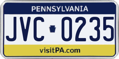 PA license plate JVC0235