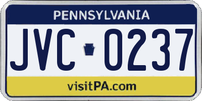 PA license plate JVC0237