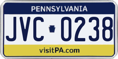 PA license plate JVC0238