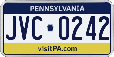 PA license plate JVC0242