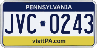 PA license plate JVC0243