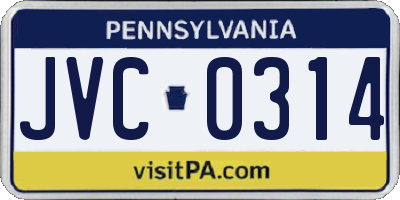 PA license plate JVC0314