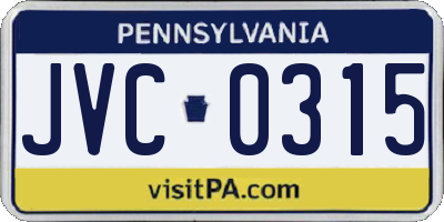 PA license plate JVC0315
