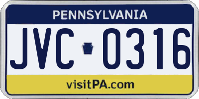 PA license plate JVC0316