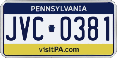 PA license plate JVC0381