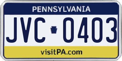 PA license plate JVC0403
