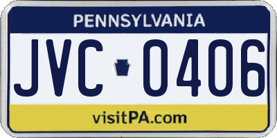 PA license plate JVC0406