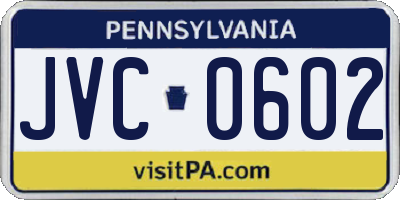 PA license plate JVC0602