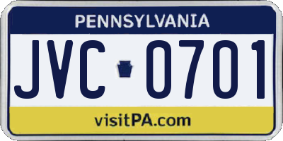 PA license plate JVC0701