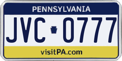 PA license plate JVC0777