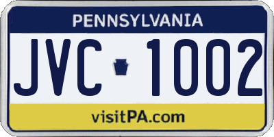 PA license plate JVC1002