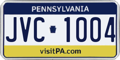 PA license plate JVC1004