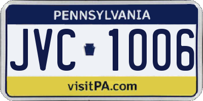 PA license plate JVC1006