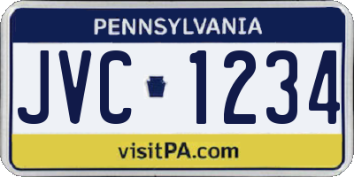 PA license plate JVC1234