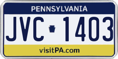 PA license plate JVC1403