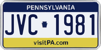 PA license plate JVC1981