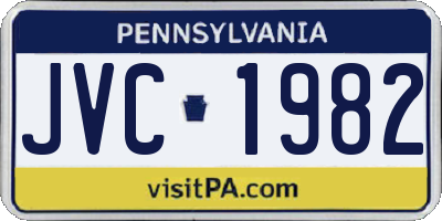 PA license plate JVC1982
