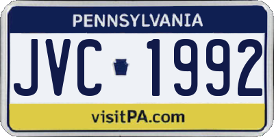 PA license plate JVC1992