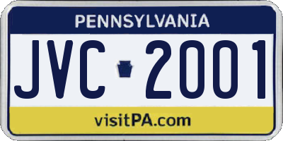 PA license plate JVC2001