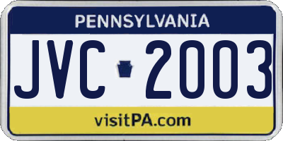 PA license plate JVC2003