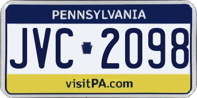 PA license plate JVC2098