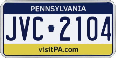 PA license plate JVC2104