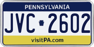 PA license plate JVC2602