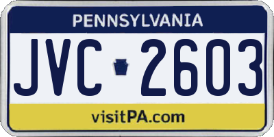 PA license plate JVC2603