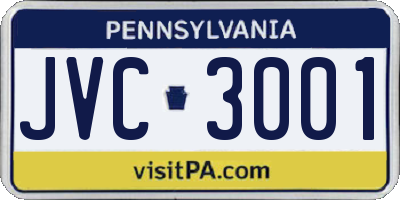 PA license plate JVC3001
