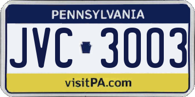 PA license plate JVC3003