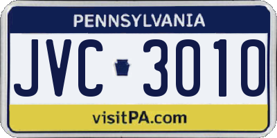 PA license plate JVC3010