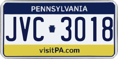 PA license plate JVC3018