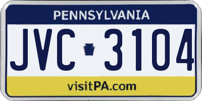 PA license plate JVC3104